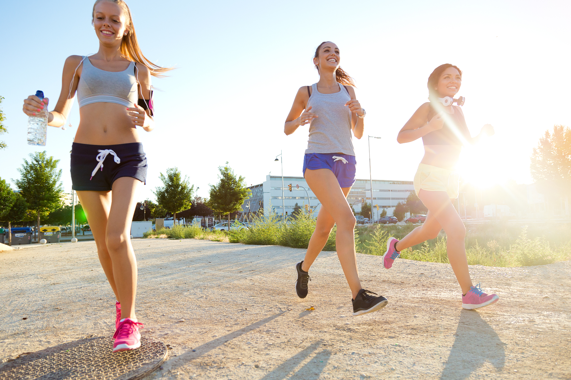 Grupo Raparigas na Pista a correr no parque